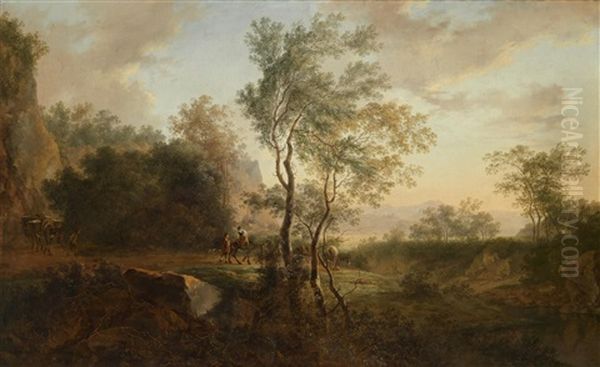 Hirten Und Eseltreiber In Sudlicher Landschaft Oil Painting by Jan Both