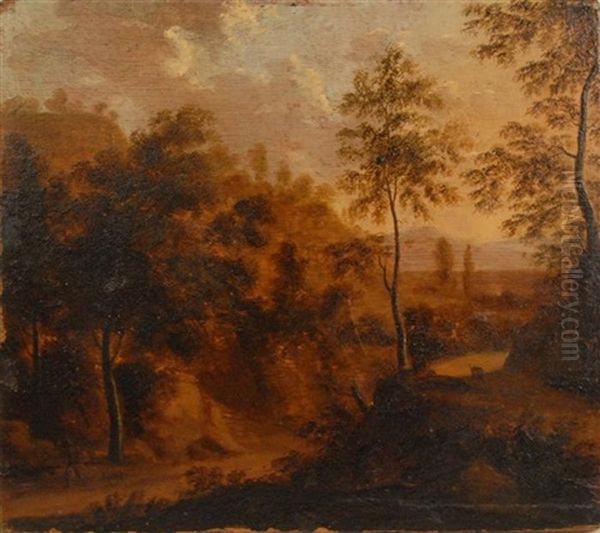 Traveler In A Landscape Oil Painting by Jan Both