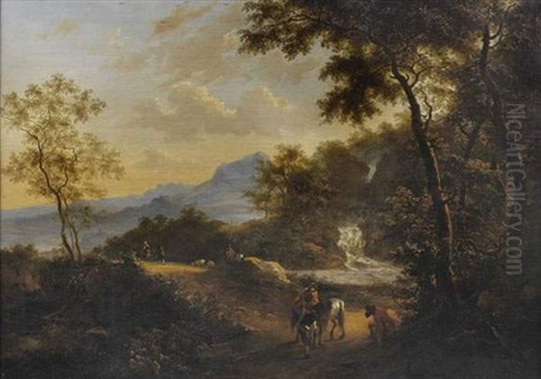 La Halte Pres De La Cascade Oil Painting by Jan Both