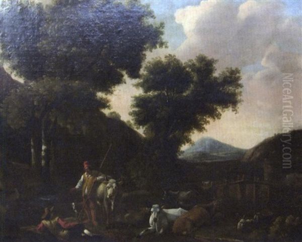 La Halte Des Bergers Oil Painting by Jan Both