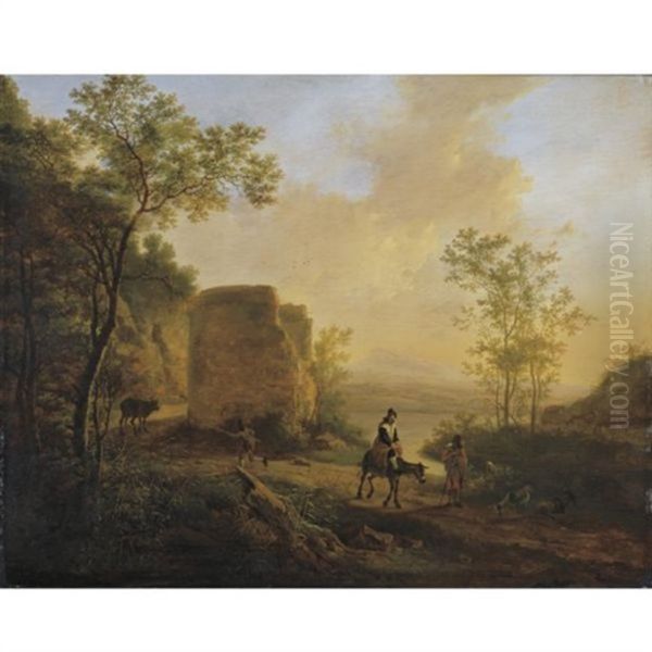 A Southern Landscape With A Ruin Oil Painting by Jan Both