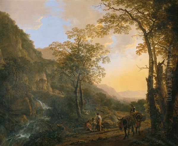 Italienische Gebirgslandschaft Mit Rastenden Hirten Oil Painting by Jan Both