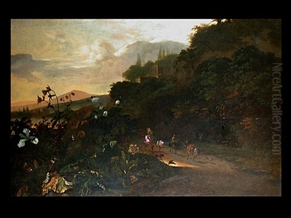 Klassische Sudliche Landschaft Mit Reitegruppe Und Dickicht-stilleben Oil Painting by Jan Both