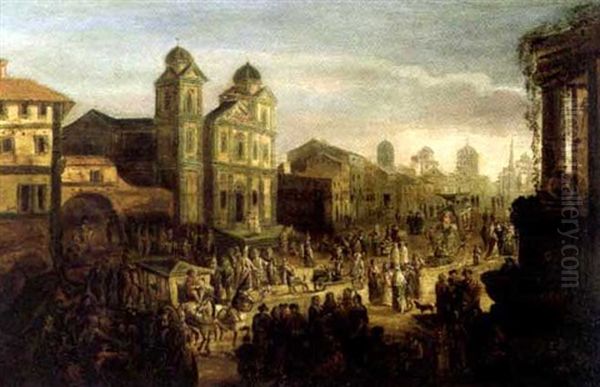 Ville Italienne Animee D'une Scene De Marche Oil Painting by Jan Both