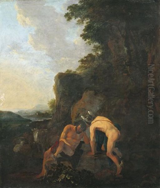 Sudliche Felslandschaft Mit Merkur Und Argus Oil Painting by Jan Both