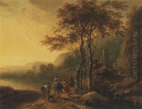 Promeneurs Dans Un Paysage Italianisant Oil Painting by Jan Both