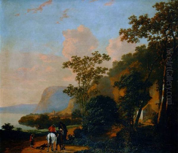 La Halte Sur Le Chemin Le Long Du Lac Oil Painting by Jan Both