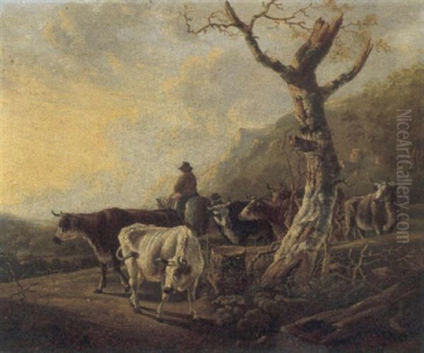 Pastore E Armenti Nella Campagna Romana Oil Painting by Jan Both