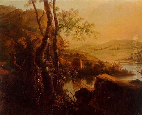 An Extensive River Landscape Oil Painting by Jan Both