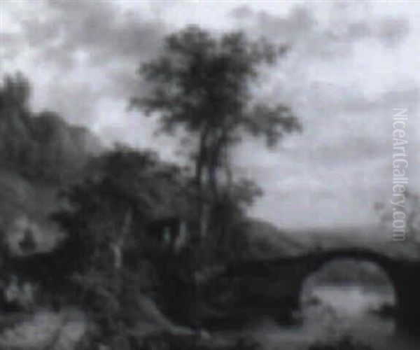 Italian Landscape With Bridge Oil Painting by Jan Both