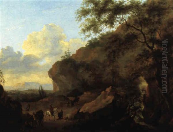 Gebirgslandschaft Mit Einem Sberfall Oil Painting by Jan Both