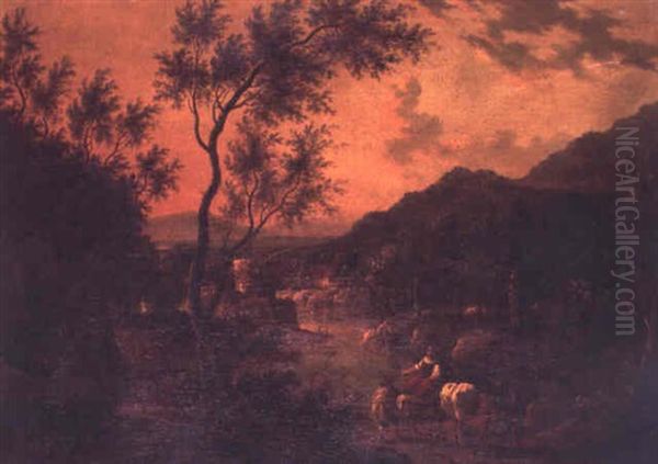 Paysans Au Bord D'une Riviere Oil Painting by Jan Both