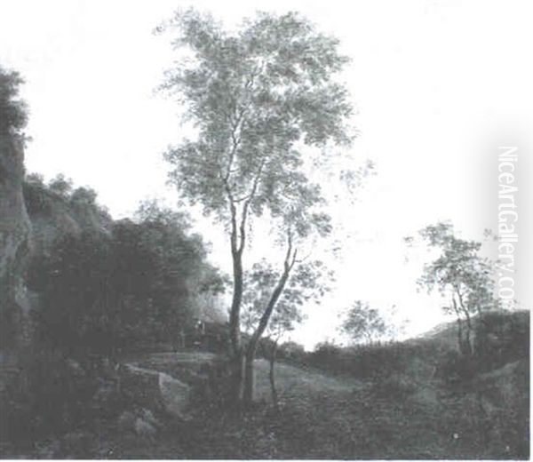 Landscape With Travellers On A Country Road Oil Painting by Jan Both