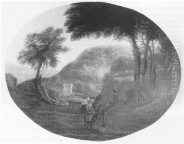 An Italianate Landscape With Travellers... & An & An Italianate Landscape With Peasants... Oil Painting by Jan Both