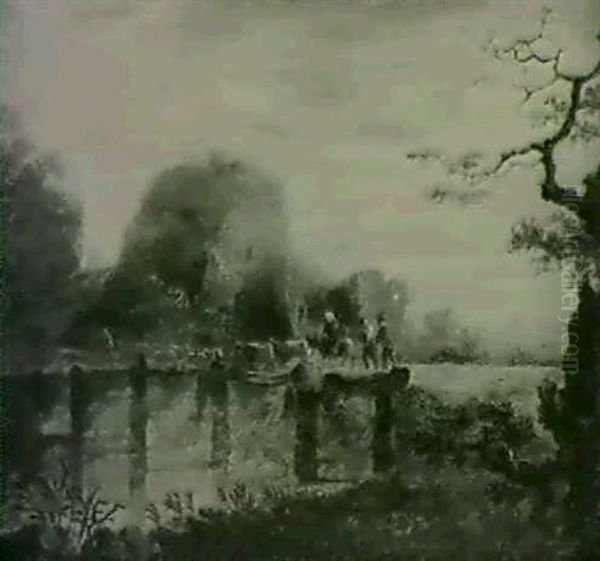 Sudliche Flusslandschaft Mit Einer Herde. Oil Painting by Jan Both