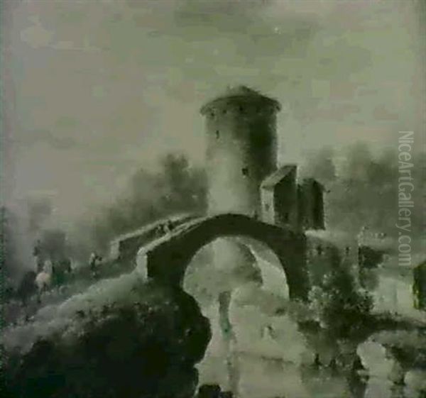 Sudliche Flusslandschaft Mit Einer Steinernen Brucke. Oil Painting by Jan Both