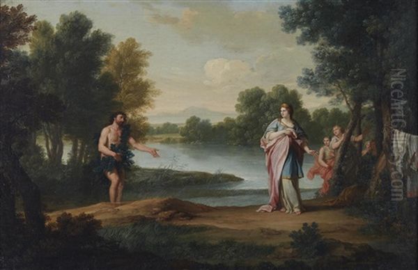Odysseus And Nausicaa; And Hermes Guiding Odysseus On The Island Of Aeaea (2) Oil Painting by Giuseppe Bottani