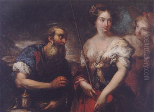 Eliezer And Rebecca At The Well Oil Painting by Francesco Botti