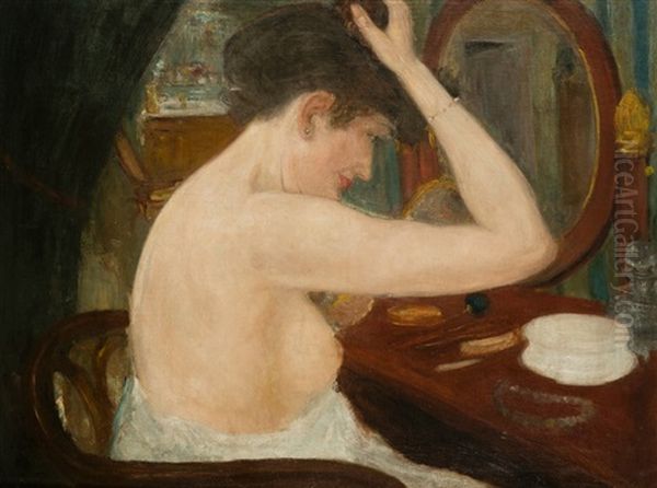 Femme A Sa Coiffeuse Oil Painting by Georges Bottini