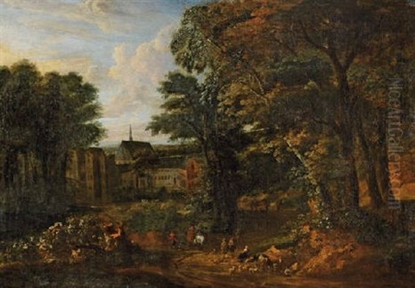 Paysage Avec L'abbaye De La Cambre Oil Painting by Adriaen Frans Boudewyns the Elder