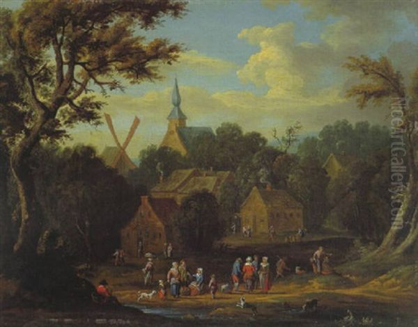 Feiernde Bauern Bei Einem Dorf Oil Painting by Adriaen Frans Boudewyns the Elder