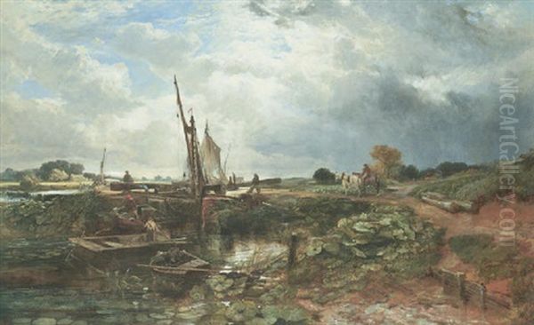 Going Through The Lock Oil Painting by Samuel Bough