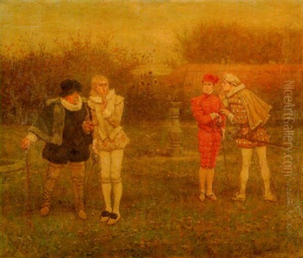 Duel Scene Form Shakespeare's Twelfth Night Oil Painting by George Henry Boughton