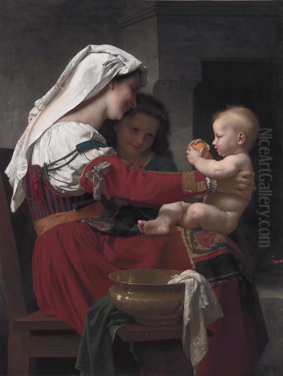 Admiration Maternelle - Le Bain Oil Painting by William-Adolphe Bouguereau