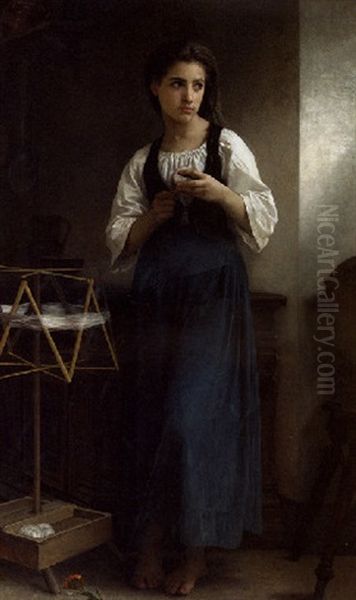 Jeune Fille Devidant De La Laine Oil Painting by William-Adolphe Bouguereau