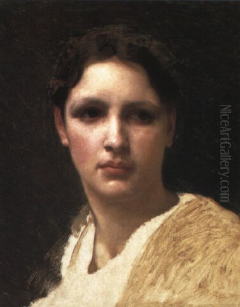 Study Of A Woman, Bust Length Oil Painting by William-Adolphe Bouguereau