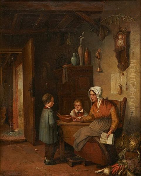 La Lecon De Lecture Oil Painting by Francois-Jean-Louis Boulanger