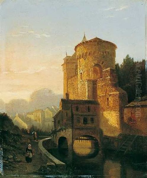 Landschaft Mit Schloss Oil Painting by Francois-Jean-Louis Boulanger