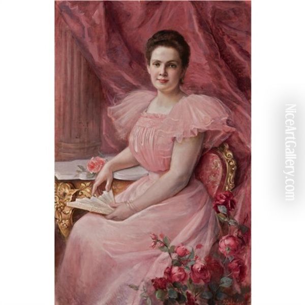 Pretty In Pink Oil Painting by Paul Antoine de la Boulaye