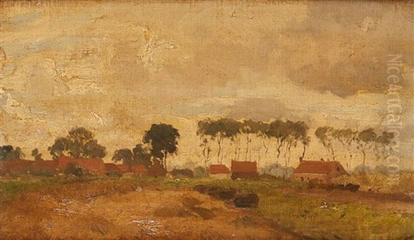 Paysage En Flandres Oil Painting by Hippolyte Boulenger
