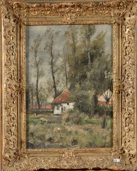 Fermette A L'oree Du Bois Oil Painting by Hippolyte Boulenger