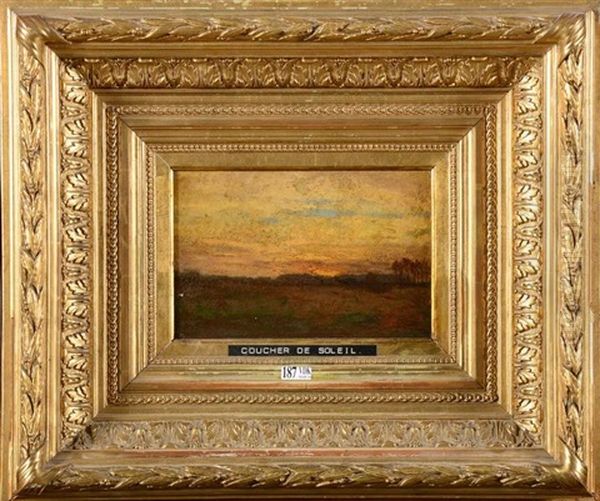 Coucher De Soleil A Tervueren Oil Painting by Hippolyte Boulenger