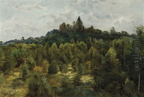 Vue Prise A Laeken Oil Painting by Hippolyte Boulenger