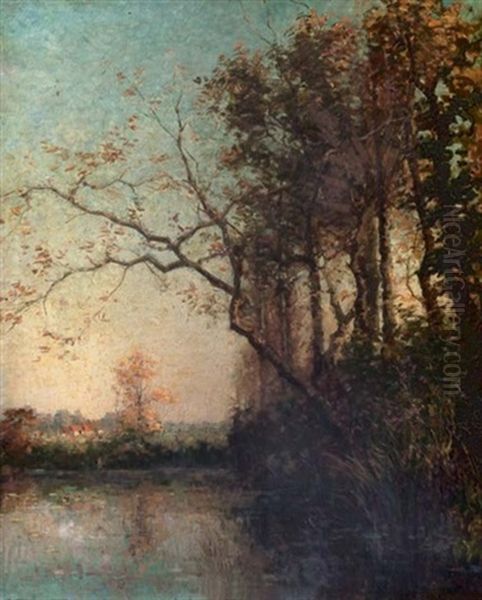 Etang A Tervueren - By The Lake Oil Painting by Hippolyte Boulenger
