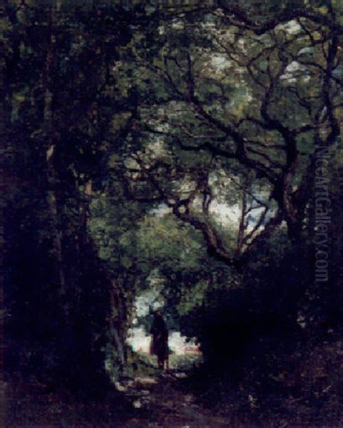 Paysage Sous Bois Oil Painting by Hippolyte Boulenger