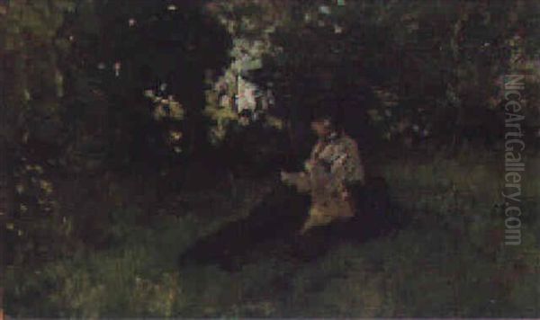 Dans Le Parc De Tervueren, Brussels Oil Painting by Hippolyte Boulenger