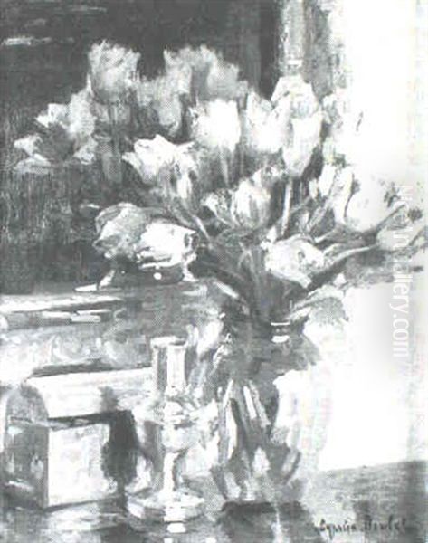Still Life With Tulips In A Vase Oil Painting by Cyprien Boulet