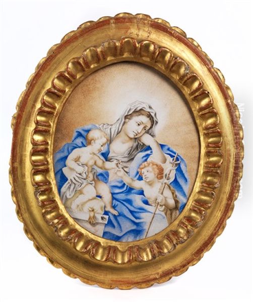 Madonna Mit Dem Jesuskind Und Johannesknaben Oil Painting by Giovanni Boullanger