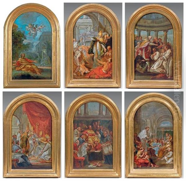 Suite De Six Esquisses Sur La Vie De Saint Augustin (6 Sketches) Oil Painting by Louis de, the Younger Boulogne