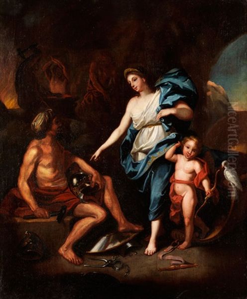Venus Mit Dem Amorknaben In Der Schmiede Des Vulkan Oil Painting by Louis de, the Younger Boulogne
