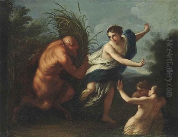 Pan And Syrinx Oil Painting by Louis de, the Younger Boulogne