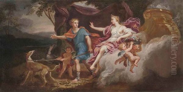 Venus And Adonis Oil Painting by Louis de, the Younger Boulogne