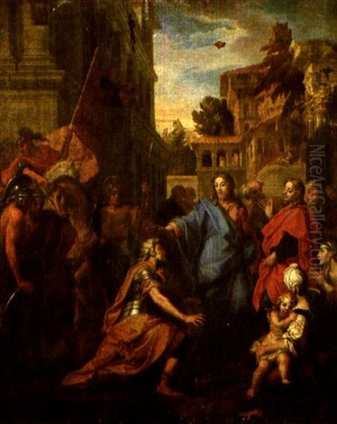 Le Centenier Romain Aux Pieds Du Christ Oil Painting by Louis de, the Younger Boulogne