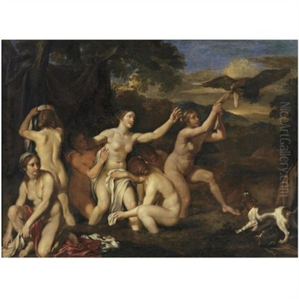 Diana And Nymphs Bathing Oil Painting by Louis de, the Younger Boulogne