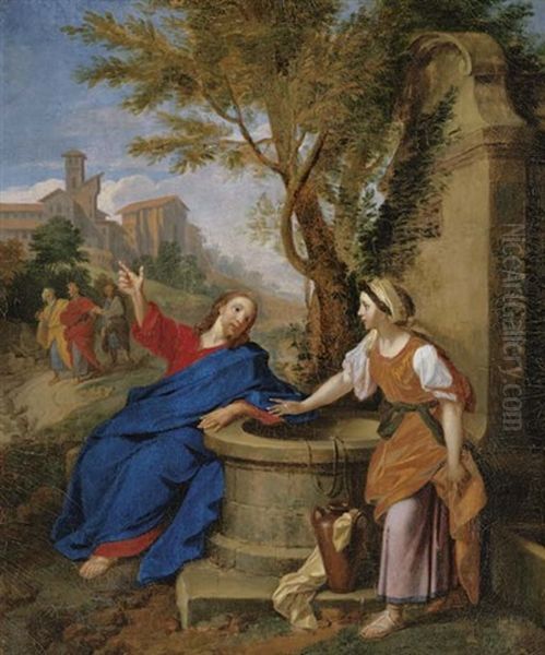Christ And The Woman Of Samaria Oil Painting by Louis de, the Younger Boulogne