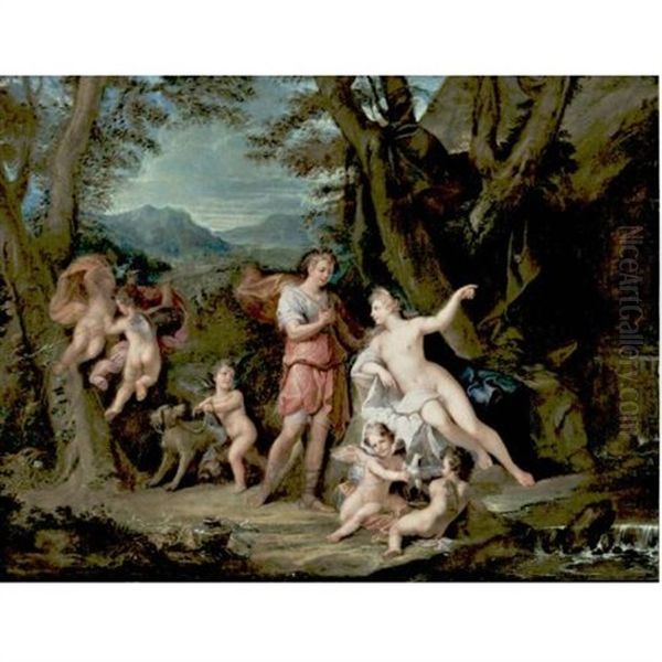 Venus And Adonis Oil Painting by Louis de, the Younger Boulogne